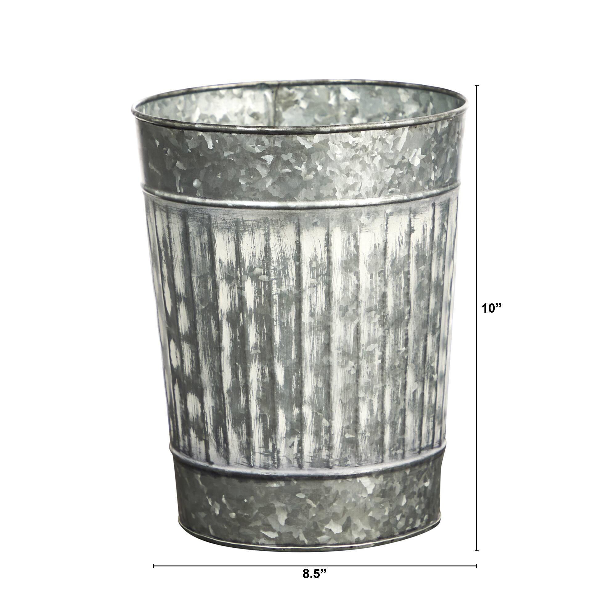10i" Gray Farmhouse Country Pail Planter
